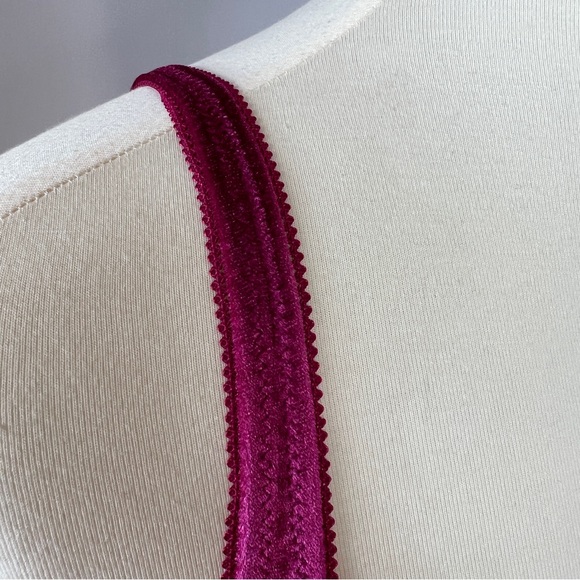 Deep Fuchsia Hook & Eye Velvet Bralette - Picture 10 of 14